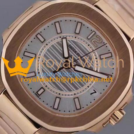 Replica Patek Philippe Nautilus 7011 Ladies Rose Gold White Dial Swiss Eta Quartz