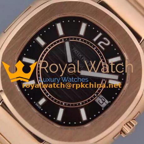 Replica Patek Philippe Nautilus 7011 Ladies Rose Gold Black Dial Swiss Eta Quartz