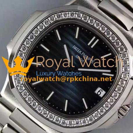 Replica Patek Philippe Nautilus Jumbo 5711 Stainless Steel Diamonds Bezel Swiss 2824