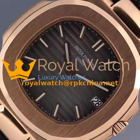Replica Patek Philippe Nautilus Jumbo 5711 Rose Gold Gray Dial Swiss 2824