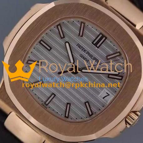 Replica Patek Philippe Nautilus Jumbo 5711 Rose Gold White Dial Swiss 2824