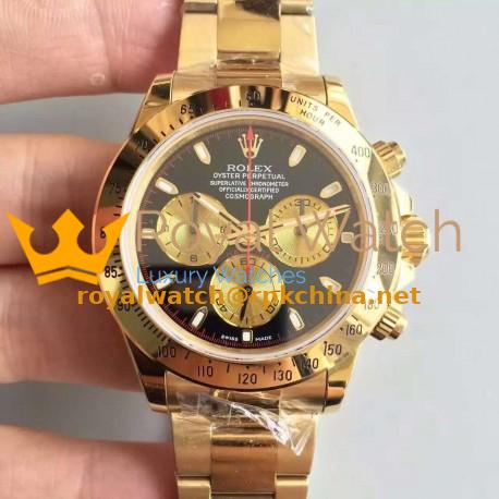 Replica Rolex Daytona Cosmograph 116508 JH Yellow Gold Black Dial Dial Swiss 4130 Run 6@SEC