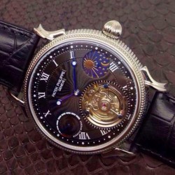 Tourbillon Moonphase Power Reserve SS Black Dial Swiss Tourbillon