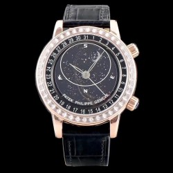 Grand Complications Sky Moon Celestial 6104R-001 Noob Factory V2 RG & Diamond Black Dial Swiss 240 LU CL C