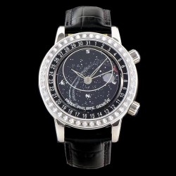 Grand Complications Sky Moon Celestial 6104P Noob Factory V2 SS & Diamond Black Dial Swiss 240 LU CL C