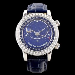 Grand Complications Sky Moon Celestial 6104P Noob Factory V2 SS & Diamond Blue Dial Swiss 240 LU CL C
