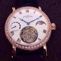Tourbillon Moonphase Power Reserve RG Diamonds Bezel Swiss Tourbillon