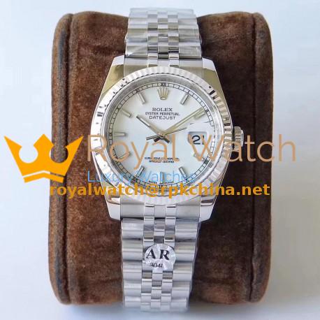 Replica Rolex Datejust 36MM 116234 AR V2 Stainless Steel 904L White Dial Swiss 3135