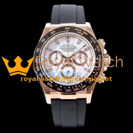 Replica Rolex Daytona Cosmograph 116515LN AR V2 Rose Gold Plated Stainless Steel 904L White Dial Swiss 4130 Run 6@SEC