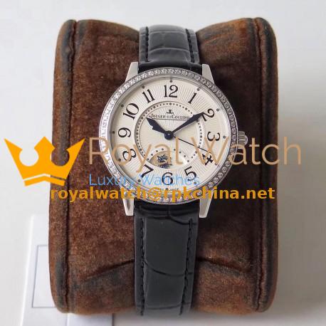 Replica Jaeger-LeCoultre Ladies Rendez-Vous Night & Day 3448430 34MM ZF Stainless Steel & Diamonds White Dial Swiss 898A/1