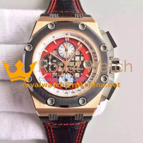 Replica Audemars Piguet Royal Oak Offshore Rubens Barrichello II 26284RO.OO.D002CR.01 JF V2 Rose Gold Red Dial Swiss 3126