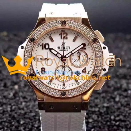 Replica Hublot Big Bang Rose Gold Diamonds Bezel Swiss 7750