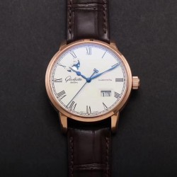 Senator Panorama Date Moon Phase V9F RG White Dial Swiss 100-04