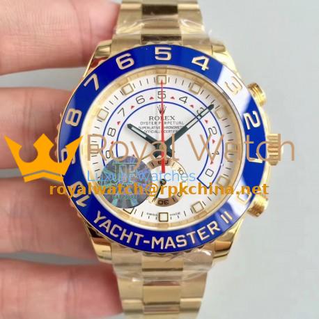 Replica Rolex Yacht-Master II 116688 JF Yellow Gold White Dial Swiss 7750