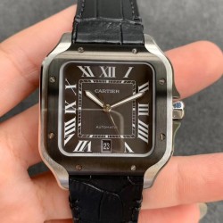 Santos 40mm V6F V2 SS Anthracite Dial Black Leather Strap M9015