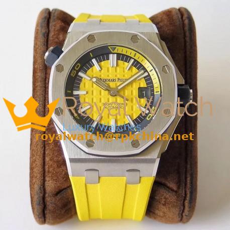 Replica Audemars Piguet Royal Oak Offshore Diver 15710ST.OO.A051CA.01 JF V8 Stainless Steel Yellow Dial Swiss 3120