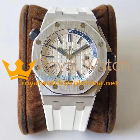Replica Audemars Piguet Royal Oak Offshore Diver 15710ST.OO.A010CA.01 JF V8 Stainless Steel White Dial Swiss 3120