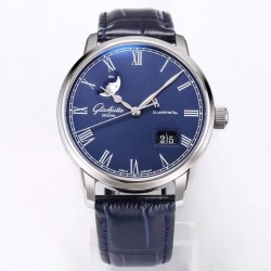 Senator Panorama Date Moon Phase V9F SS Blue Dial Swiss 100-04