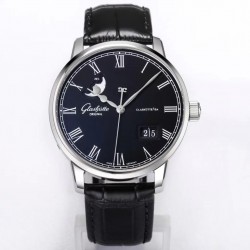 Senator Panorama Date Moon Phase V9F SS Black Dial Swiss 100-04