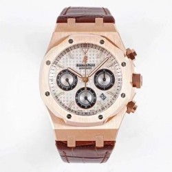Royal Oak Chrono 26331 BF RG Silver Dial Brown Strap Swiss 7750