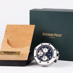 Royal Oak Offshore 26470 Table Clock Alarm 65mm CKF SS Blue Dial Swiss Quartz