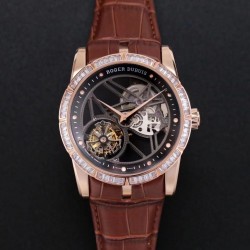 Excalibur Skeleton Flying Tourbillon RD505SQ JBF V3 RG & Diamond Black Dial Swiss Tourbillon