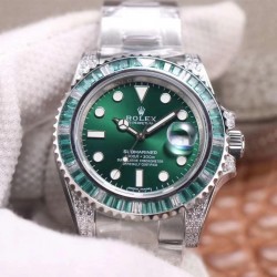 Submariner Date 116610 LV Noob Factory V11 SS 904L & Diamond Green Dial Swiss 3135