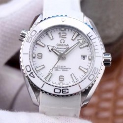 Seamaster Planet Ocean 600M 39.5mm VSF SS White Dial Leather Strap Swiss 8800