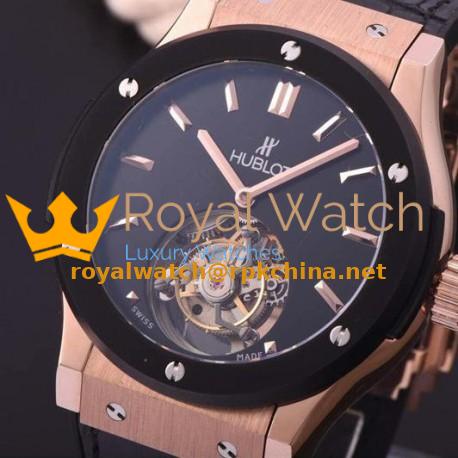 Replica Hublot Classic Fusion Tourbillon Rose Gold Black Dial Swiss Tourbillon