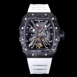 RM12 KVF NTPT Black Dial White Rubber Strap Swiss Tourbillon