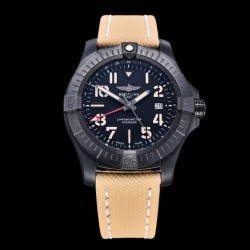 Avenger GMT 45mm GF PVD Black Dial Brown Leather Strap Swiss 2836