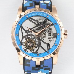 Excalibur Skeleton Flying Tourbillon BBRF RG Blue Skeleton Dial Swiss Tourbillon