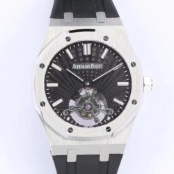 Royal Oak Tourbillon Extra Thin 26522 R8F SS Black Dial Black Rubber Strap Swiss 2924