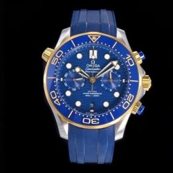Seamaster 300M Chrono OMF YG & SS Blue Dial Blue Rubber Strap Swiss 9900