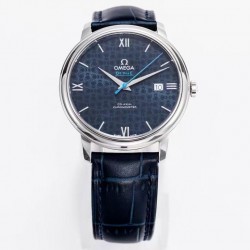 De Ville Prestige Orbis RXWF SS Blue Texture Dial Blue Leather Strap Swiss 2892