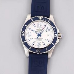 Superocean Automatic 44 TF SS White Dial Blue Rubber Strap Swiss 2824 V2