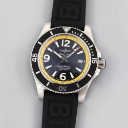 Superocean Automatic 44 TF SS Black & Yellow Dial Black Rubber Strap Swiss 2824 V2