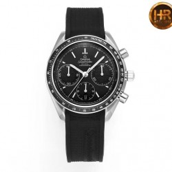 Speedmaster Racing Master HRF SS Black Dial Black Rubber Strap Swiss 7750