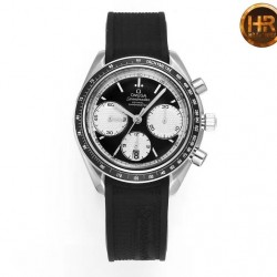 Speedmaster Racing Master HRF SS Black/White Dial Black Rubber Strap Swiss 7750