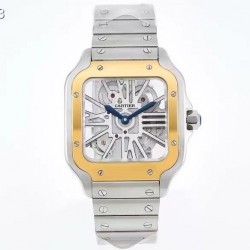 Santos Skeleton 38mm TWF YG & SS Dial Ronda Quartz
