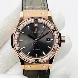 Classic Fusion Automatic 42mm HBF RG Anthracite Dial Gray Leather Strap Swiss HUB1213 V3