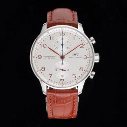 Portugieser Chrono AZF SS Silver Dial Brown Leather Strap Swiss 7750 V2