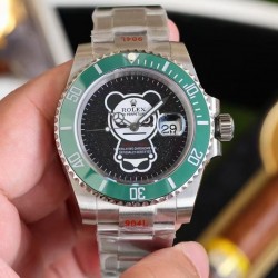 Submariner Bearbrick Blaken Factory SS 904L Black Dial Green Ceramic Bezel Swiss 2836