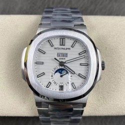 Nautilus Annual Calendar Moonphase 5726 Green Factory SS White Dial Swiss 324S V3