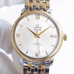 De Ville Prestige TWF YG & SS White Dial Swiss 2824
