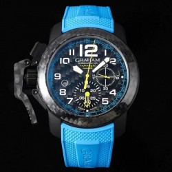 Chronofighter Superlight  JKF Carbon Composite Black Dial Blue Rubber Strap Swiss 7750