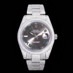 Datejust 41 126334 SF SS 904L Full Diamond Anthracite Dial Roman Marker Swiss 2824