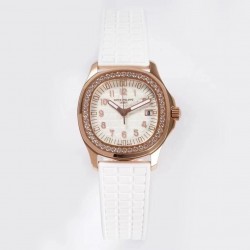 Aquanaut Luce Lady 5067A PPF RG & Diamond White Dial  White Strap Swiss Ronda Quartz