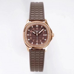 Aquanaut Luce Lady 5067A PPF RG & Diamond Brown Dial Brown Strap Swiss Ronda Quartz