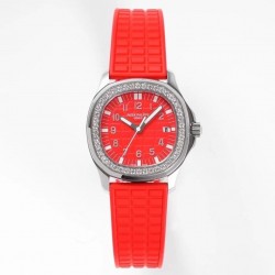 Aquanaut Luce Lady 5067A Singapore Edition PPF SS & Diamond Red Dial Swiss Ronda Quartz